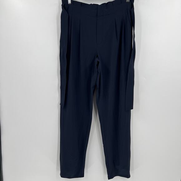 Athleta Pants Skyline Pant II Navy Paperbag Tie Waist Belted 530640 Size 10T - Picture 3 of 12